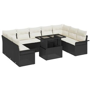 vidaXL Градински Софа Комплект 10 бр. Черно