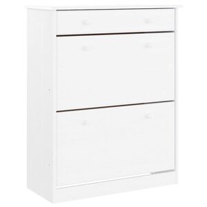 vidaXL Шкаф за обувки ALTA, бял, 77x35x96 см, бор масив