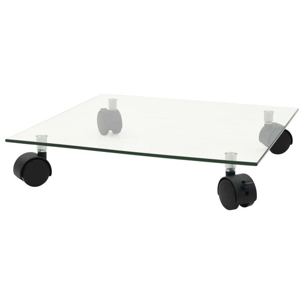 vidaXL Стойки за саксии с колела 4 бр 35x35 см закалено стъкло квадрат