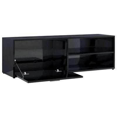 vidaXL ТВ шкаф, черен гланц, 120x34x37 см, ПДЧ