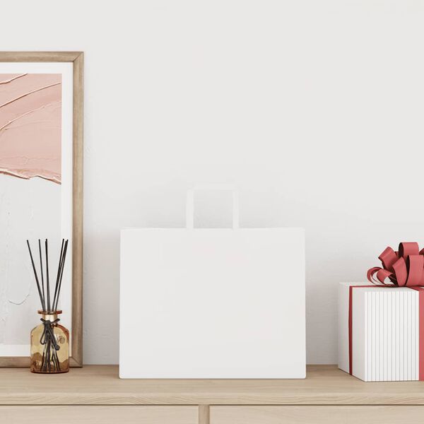 vidaXL Хартиени торбички 50 бр с дръжки бели 32x22x28 см