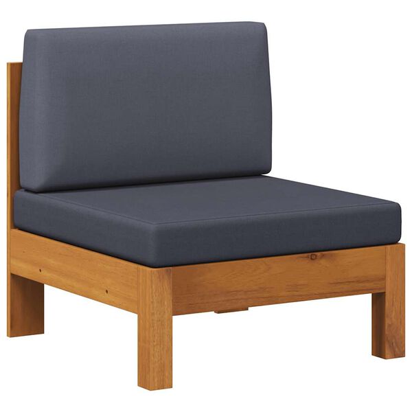 vidaXL Среден диван с тъмносиви възглавници акация масив