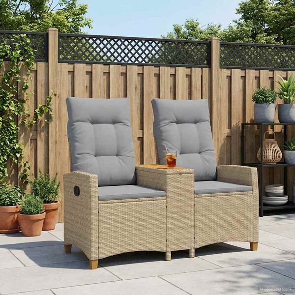 vidaXL Люлееща се пейка с маса Бежов и Светло Сив 126 x 65 x 112 см