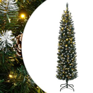 vidaXL Изкуствена тънка коледна елха, 150 LED, 120 см