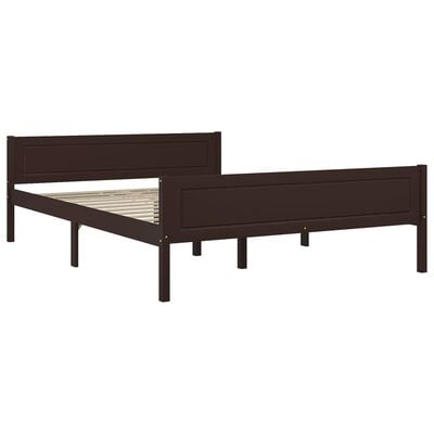 vidaXL Рамка за легло, тъмнокафява, 140x200 см, бор масив