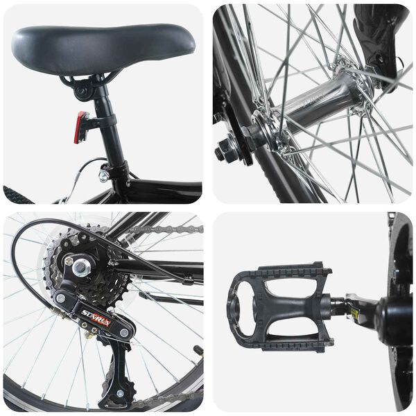 vidaXL Детски Велосипед 20 инча 6-Speed за 6&ndash;11 години Черно