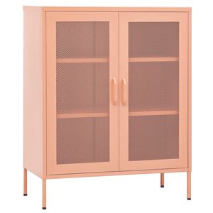 vidaXL Шкаф за съхранение, розов, 80х35х101,5 см, стомана