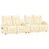 vidaXL 4-местен масажен реклайнер с държачи за чаши, кремаво, еко кожа