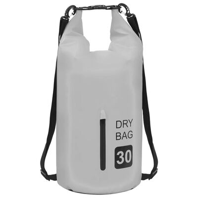 vidaXL Суха торба с цип, сива, 30 л, PVC