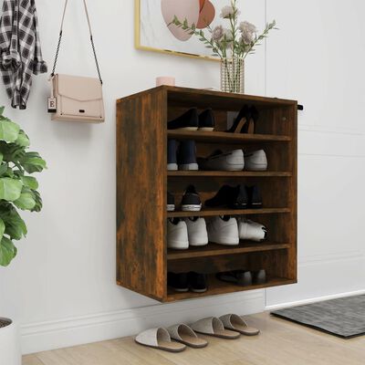 vidaXL Шкаф за обувки, опушен дъб, 60x35x70 см, инженерно дърво