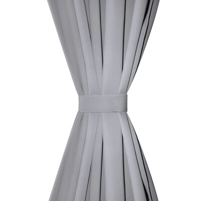vidaXL Затъмняващи завеси с метални халки, 2 бр, 135x175 см, сиви