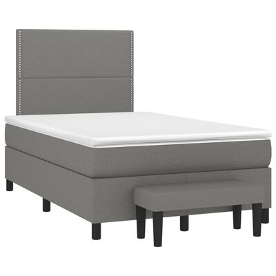 vidaXL Боксспринг легло с матрак, тъмносиво, 120x190 см, плат