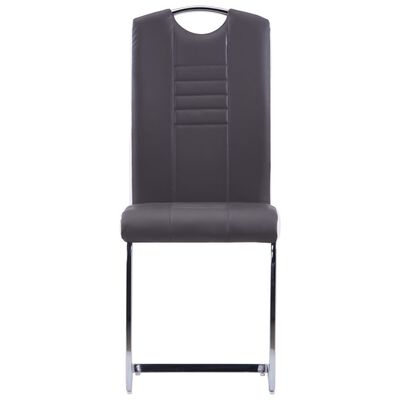 vidaXL Конзолни трапезни столове, 2 бр, сиви, изкуствена кожа