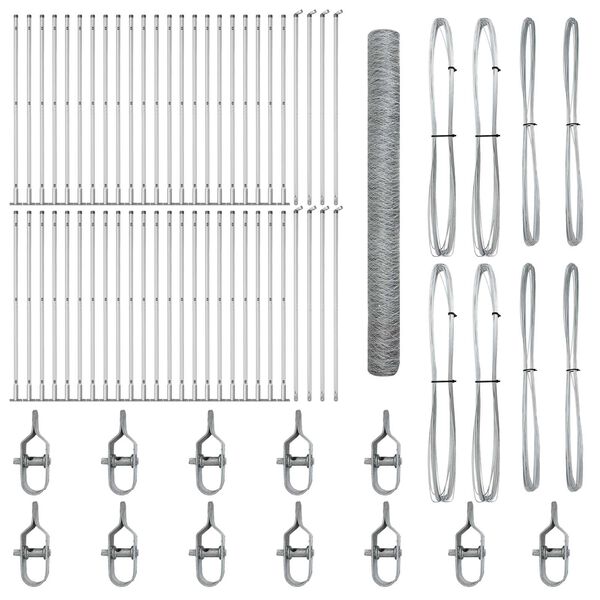 vidaXL Стълб за ограда. Сребрист 100 x 1,5 м (50 мм мрежа) Стомана