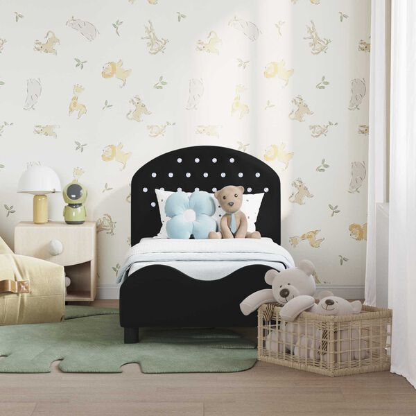 vidaXL Легло за малко с главна дъска Черно 70 x 140 cm Кадифе