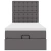 vidaXL Османска легло с матрак, сиво, 80x200 см, изкуствена кожа