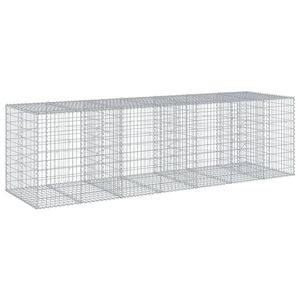 vidaXL Габионна кошница с покритие, 350x100x100 см, поцинковано желязо