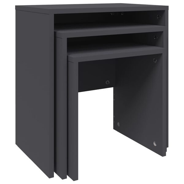 vidaXL Стифиращи масички за кафе, 3 бр, сиви, инженерно дърво