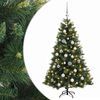 vidaXL Изкуствена коледна елха с топки 120 см 150 LED светодиода