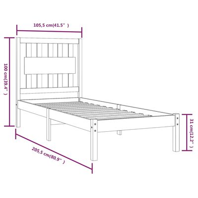 vidaXL Рамка за легло, бор масив, 100x200 см
