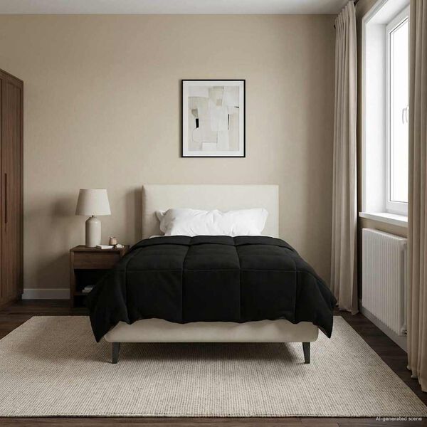 vidaXL Зимен юрган Патичено Черно 135 x 220 см Микрофибър