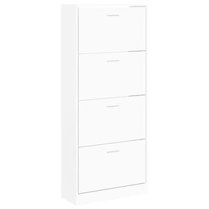 vidaXL Шкаф за обувки, бял, 63x24x147 см, инженерно дърво