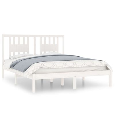 vidaXL Рамка за легло, бяла, дърво масив, 150x200 cм, King Size