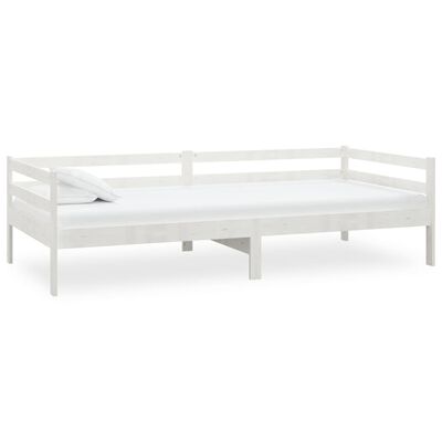 vidaXL Дневно легло, бяло, бор масив, 90х200 см