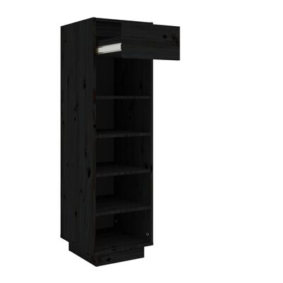 vidaXL Шкаф за обувки, черен, 34x30x105 см, бор масив