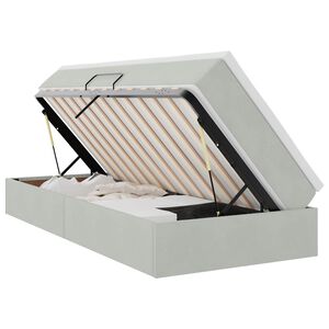 vidaXL Легло с място за съхранение и матрак Светлосиво 90 x 200 cm