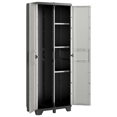 Keter Многофункционален шкаф за съхранение Gear, черно и сиво, 182 см