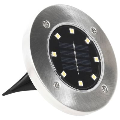 vidaXL Соларни земни лампи, 8 бр, LED светлина, бели