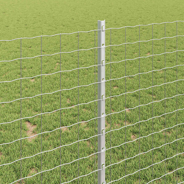 vidaXL Оградни стълбове 44 pcs Сребрист 140 cm Стомана
