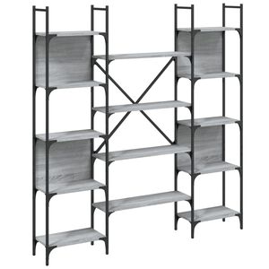 vidaXL Етажерка за книги сив сонома 155,5x24x166,5 см инженерно дърво