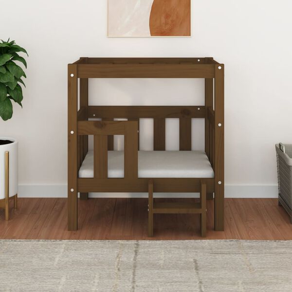 vidaXL Кучешко легло, меденокафяво, 65,5x50,5x70 см, бор масив