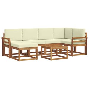 vidaXL Комплект дивани за открито 7 pcs Натурален и Крема
