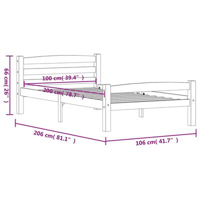 vidaXL Рамка за легло, бор масив, 90x200 cм