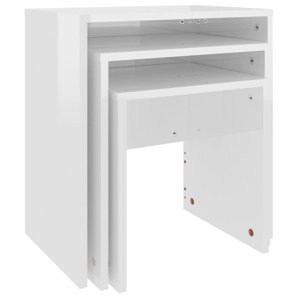 vidaXL Стифиращи масички за кафе, 3 бр, бял гланц, инженерно дърво