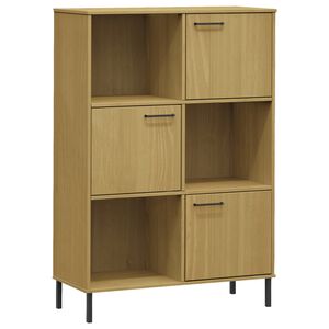 vidaXL Библиотека метални крака кафява 90x35x128,5 см дърво масив OSLO