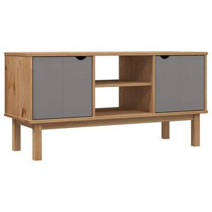 vidaXL ТВ шкаф OTTA, кафяво и сиво, 113,5x43x57 см, бор масив
