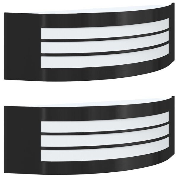 vidaXL Външна стенна лампа 2 pcs Черно 32 x 10 x 10 см
