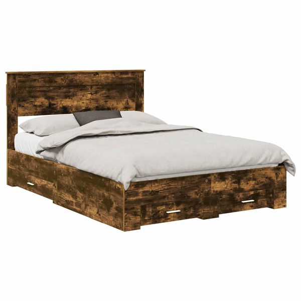 vidaXL Рамка за легло с таблото Димян дъб 150 x 200 cm Инженерно дърво