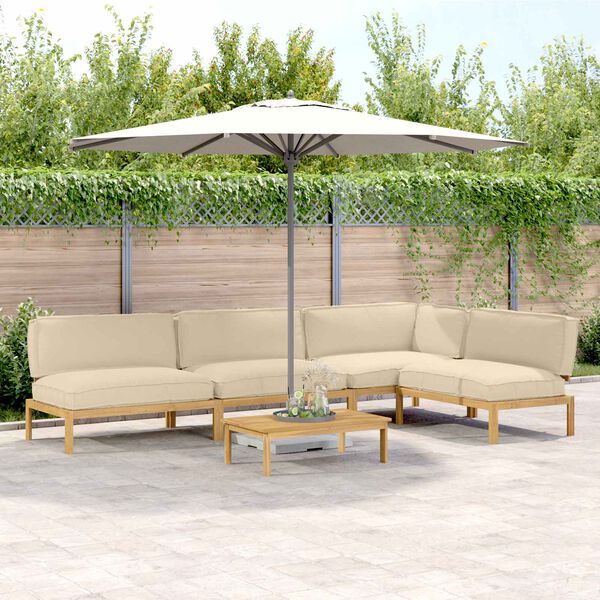 vidaXL Комплект дивани Едноцветен 5 pcs Бежово Солидно акациево дърво