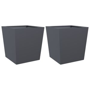 vidaXL Градински кашпи, 2 бр, антрацит, 50x50x50 см, стомана