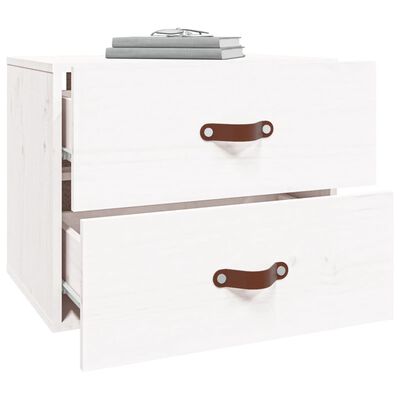 vidaXL Нощно шкафче за стенен монтаж, бяло, 50x36x40 см