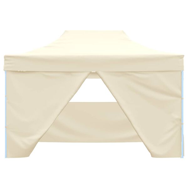 vidaXL Сгъваема парти шатра с 4 странични стени 3х4 м стомана кремава