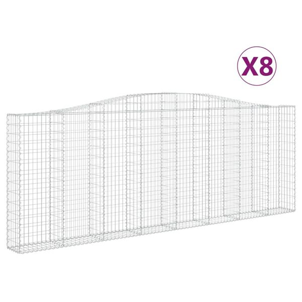 vidaXL Габионни кошници арка 8 бр 400x30x140/160 см поцинковано желязо