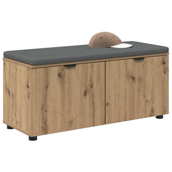 vidaXL Пейка за коридор с възглавница с врата Дъб 100 x 38 x 46 см