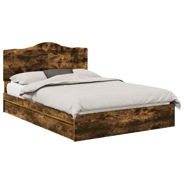 vidaXL Легло с място за съхранение с таблото Димян дъб 160 x 200 cm