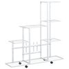 vidaXL Цветарник на колела, 94,5x25x92,5 см, бял, метал
